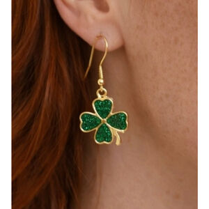 NEW Gold Plated Shamrock Dangle Earrings NWT